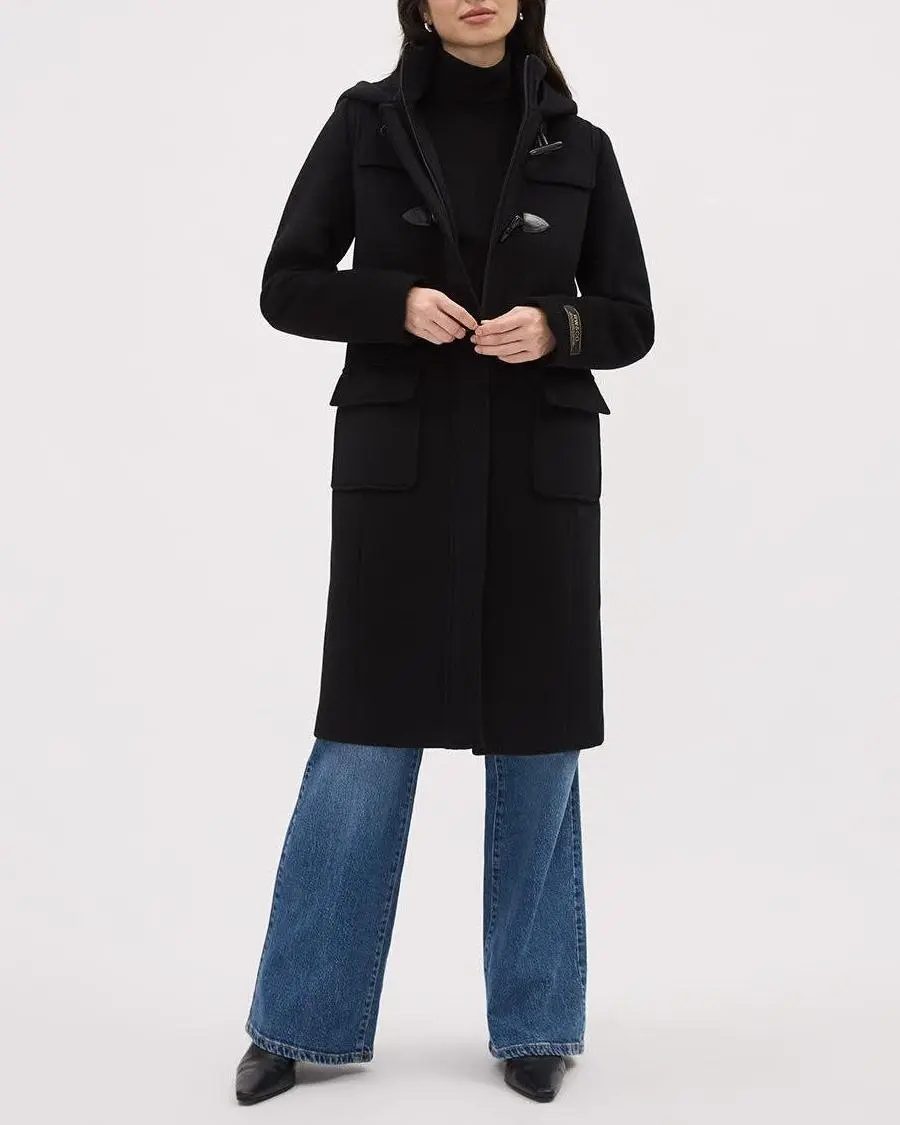 Hooded Wool Coat With Toggle Closure