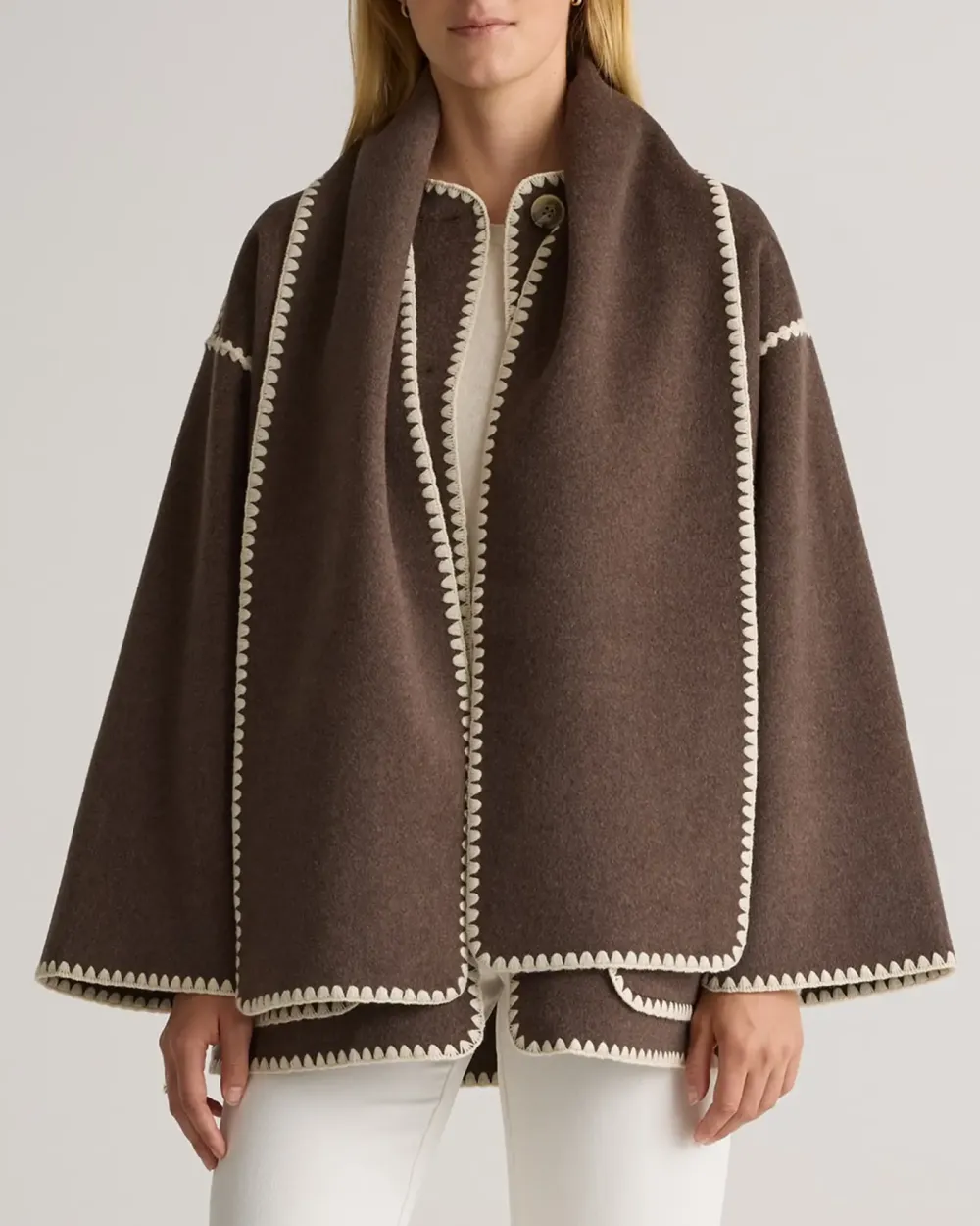 Double-Faced Merino Wool Scarf Coat