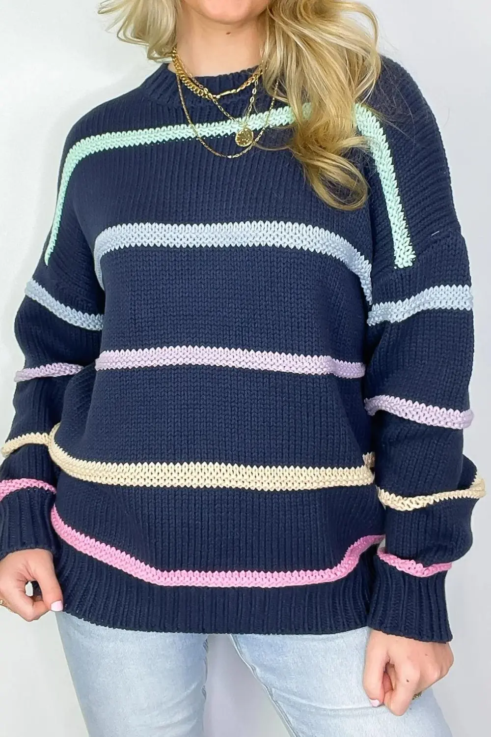 Multi Color Stripe Knit Sweater