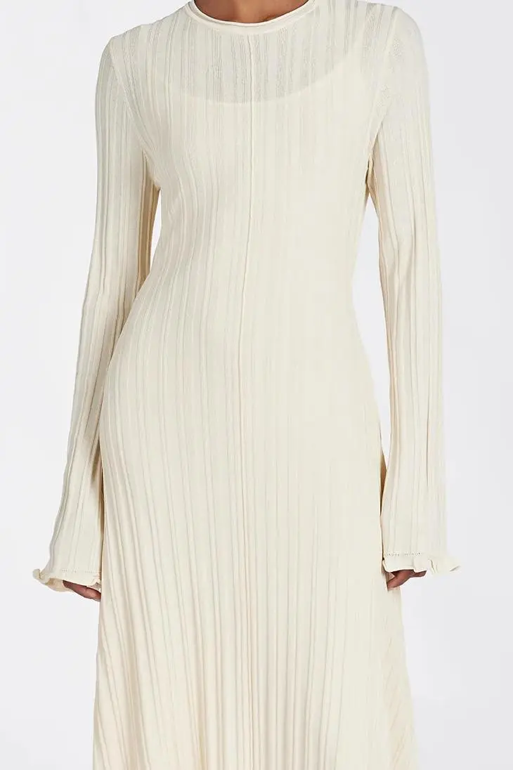 SYLVIA CREAM KNIT MIDI DRESS