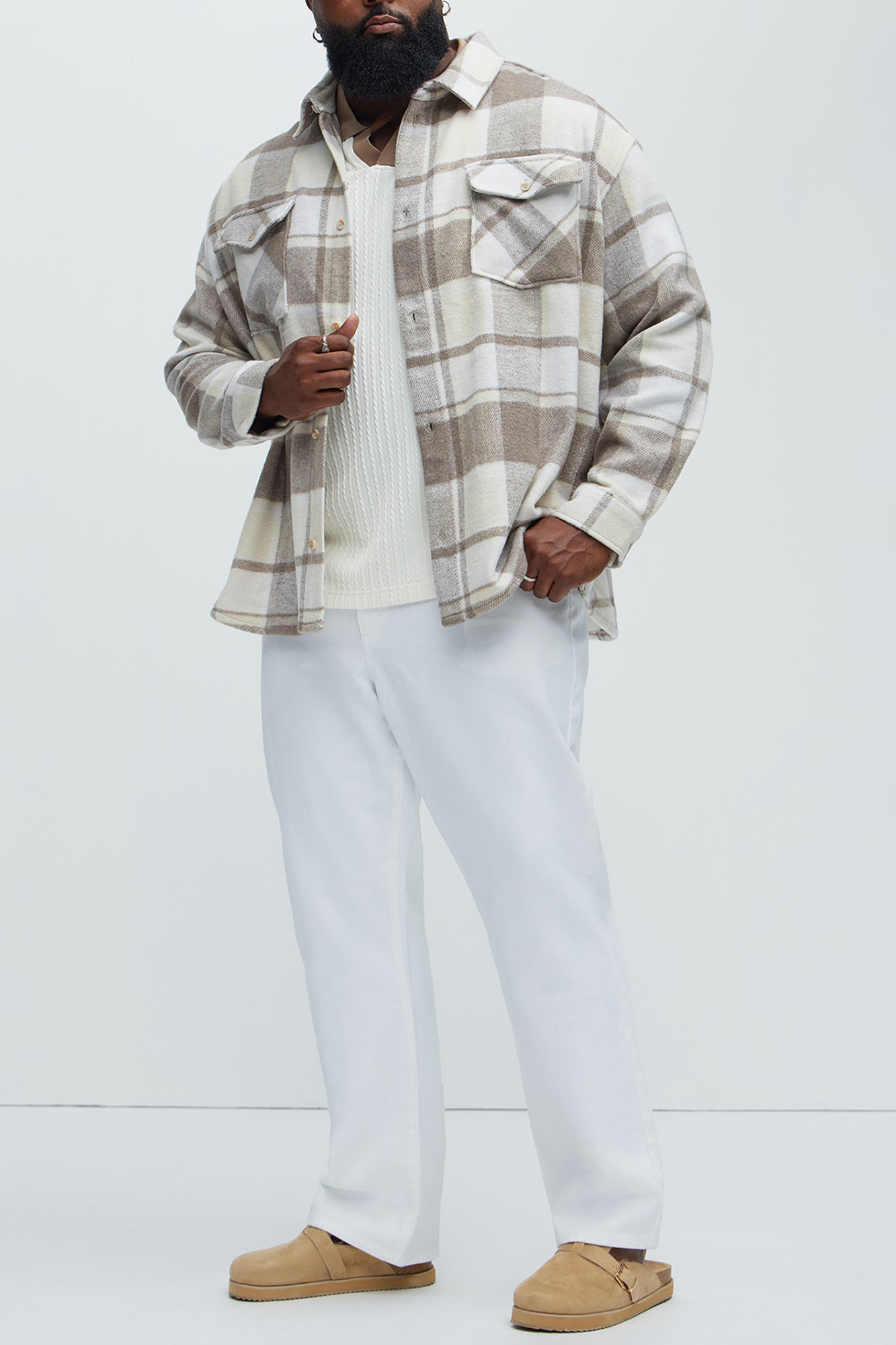 Wanted Plaid Shacket - Cream