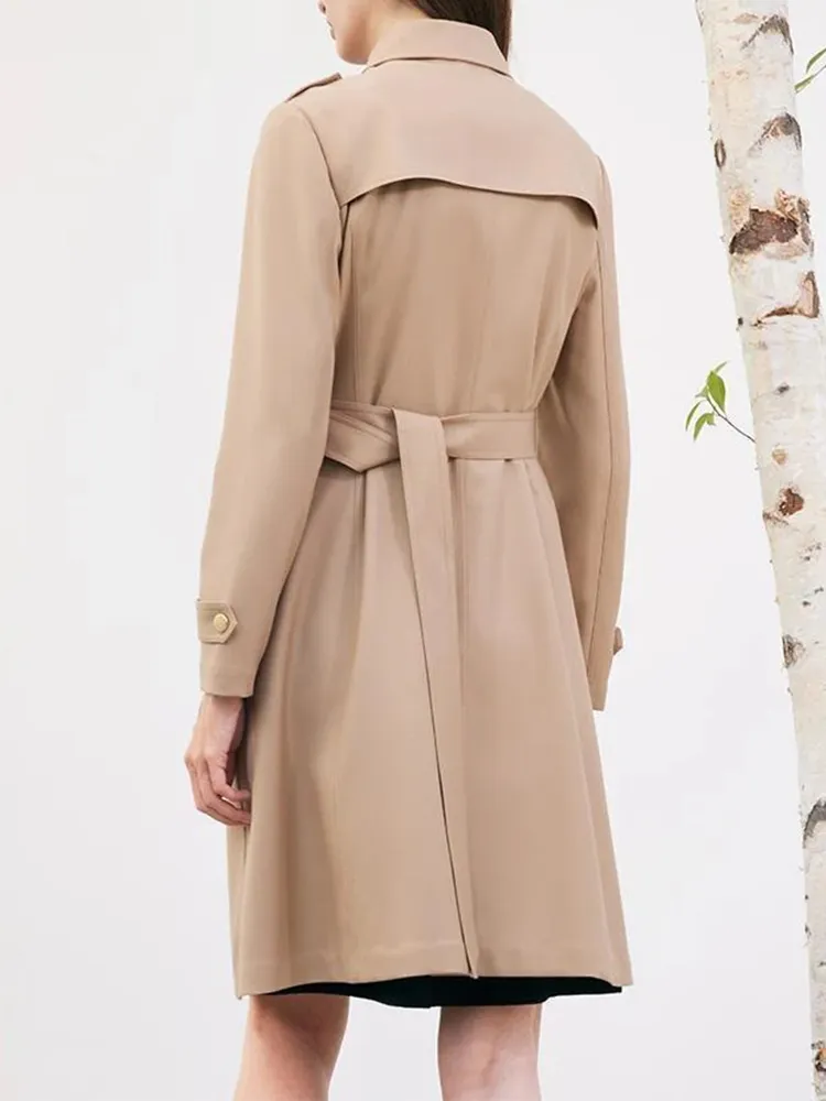 Worsted Woolen Women Trench Coat With Belt