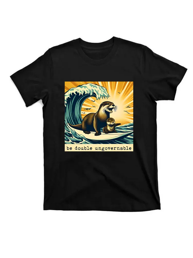 Be Double Ungovernable 841 Surfing Otter With Baby T-Shirt