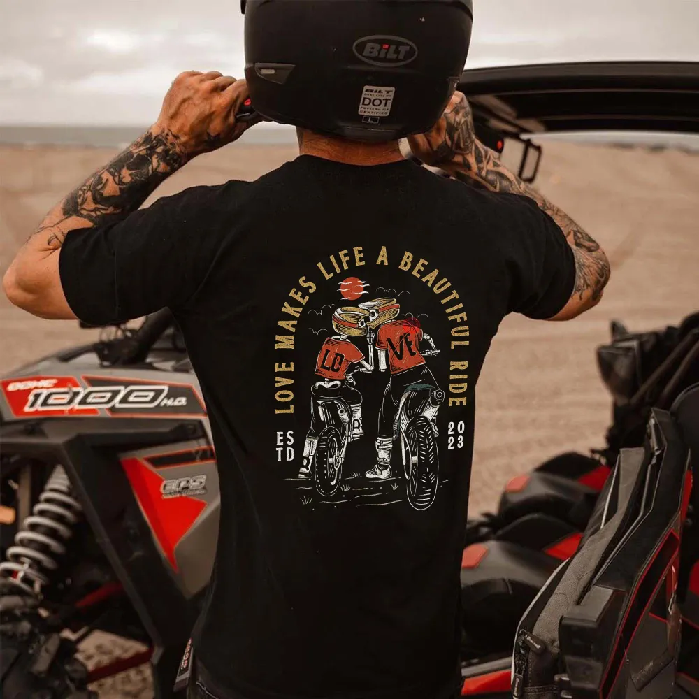 Love Makes Life A Beautiful Ride Printed Men's T-shirt