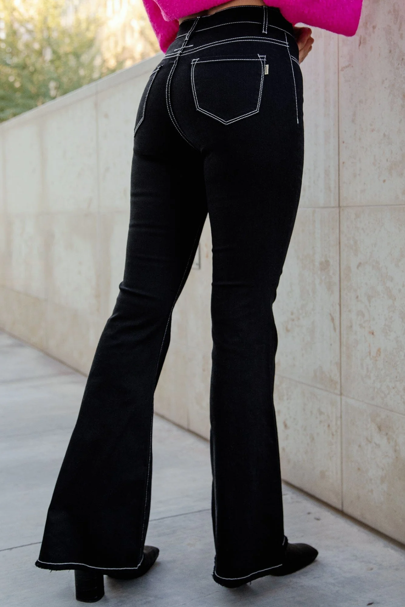 Flared long black jeans