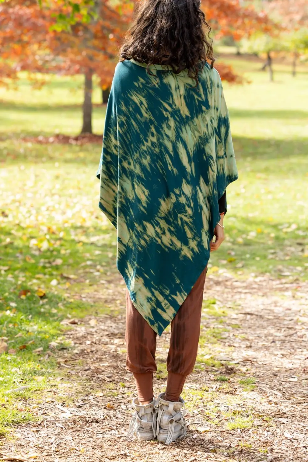 Bamboo Poncho - Forest Mint Shibori