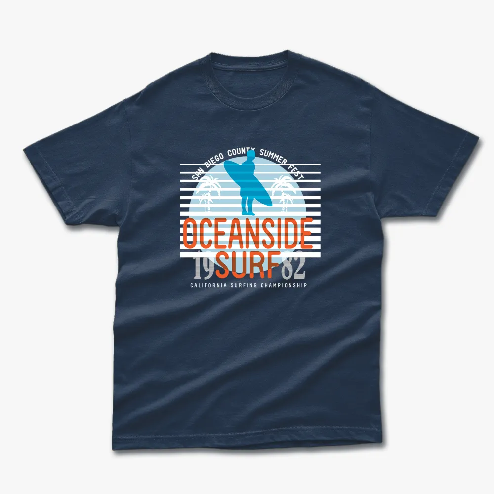 Retro Summer Oceanside Surf Printed T-Shirt
