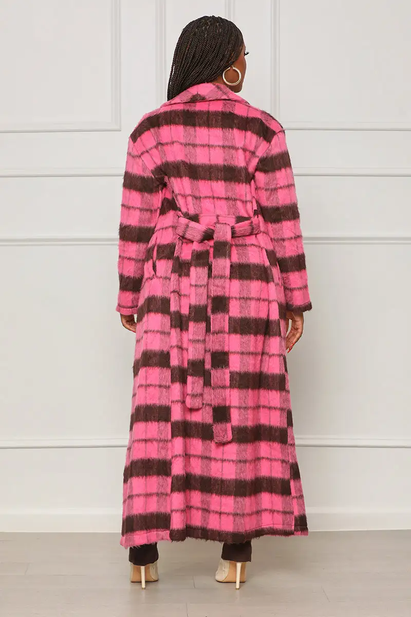Fallin Into You Plaid Coat (Pink Multi)- FINAL SALE