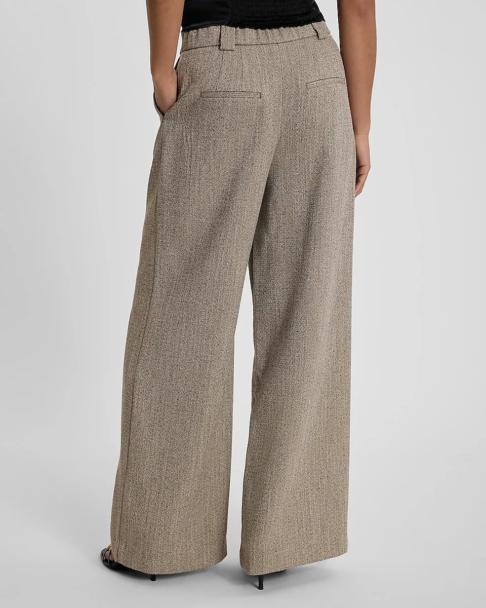 Textured Herringbone Patch Pocket Cropped Blazer + Textured Herringbone Pleated Trouser