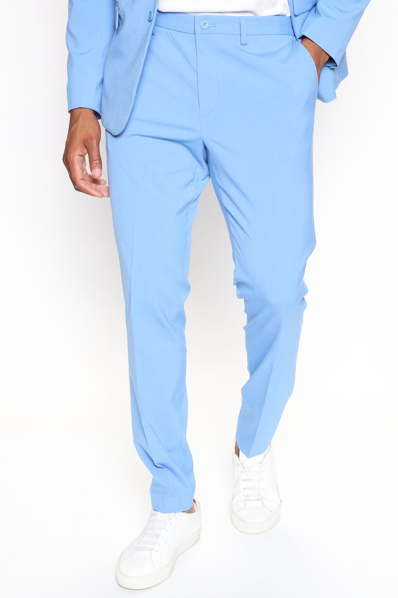 Side Hand Pockets Slim Trouser - Blue