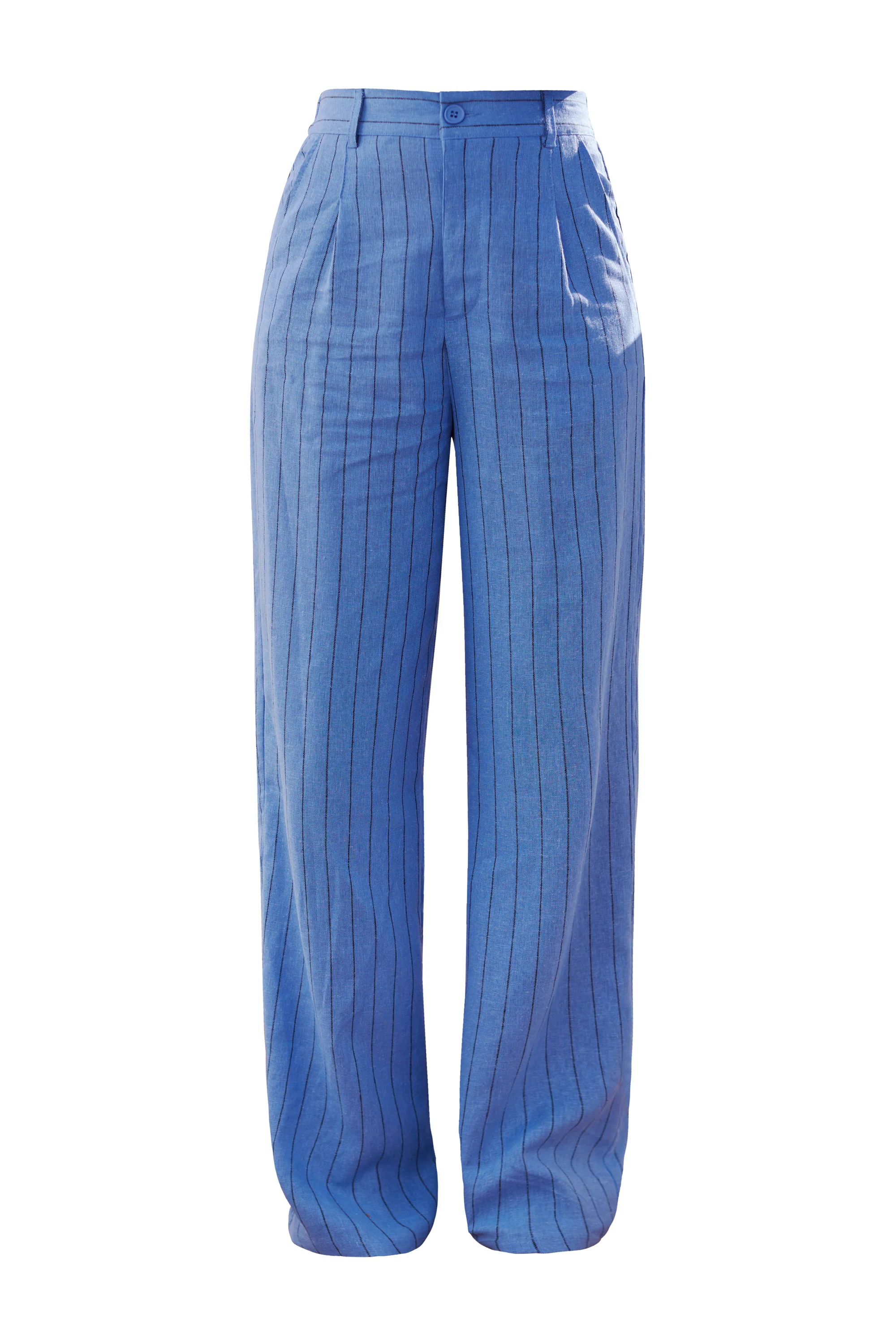 Blue Striped Straight Leg Pants