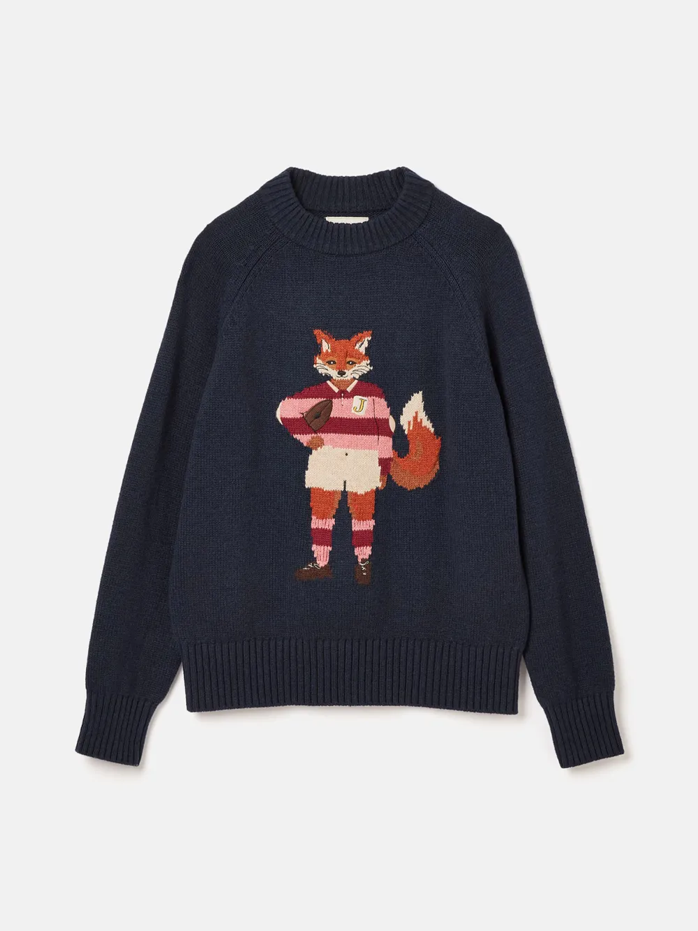 Jonty Dark Green Intarsia Fox Knit Jumper