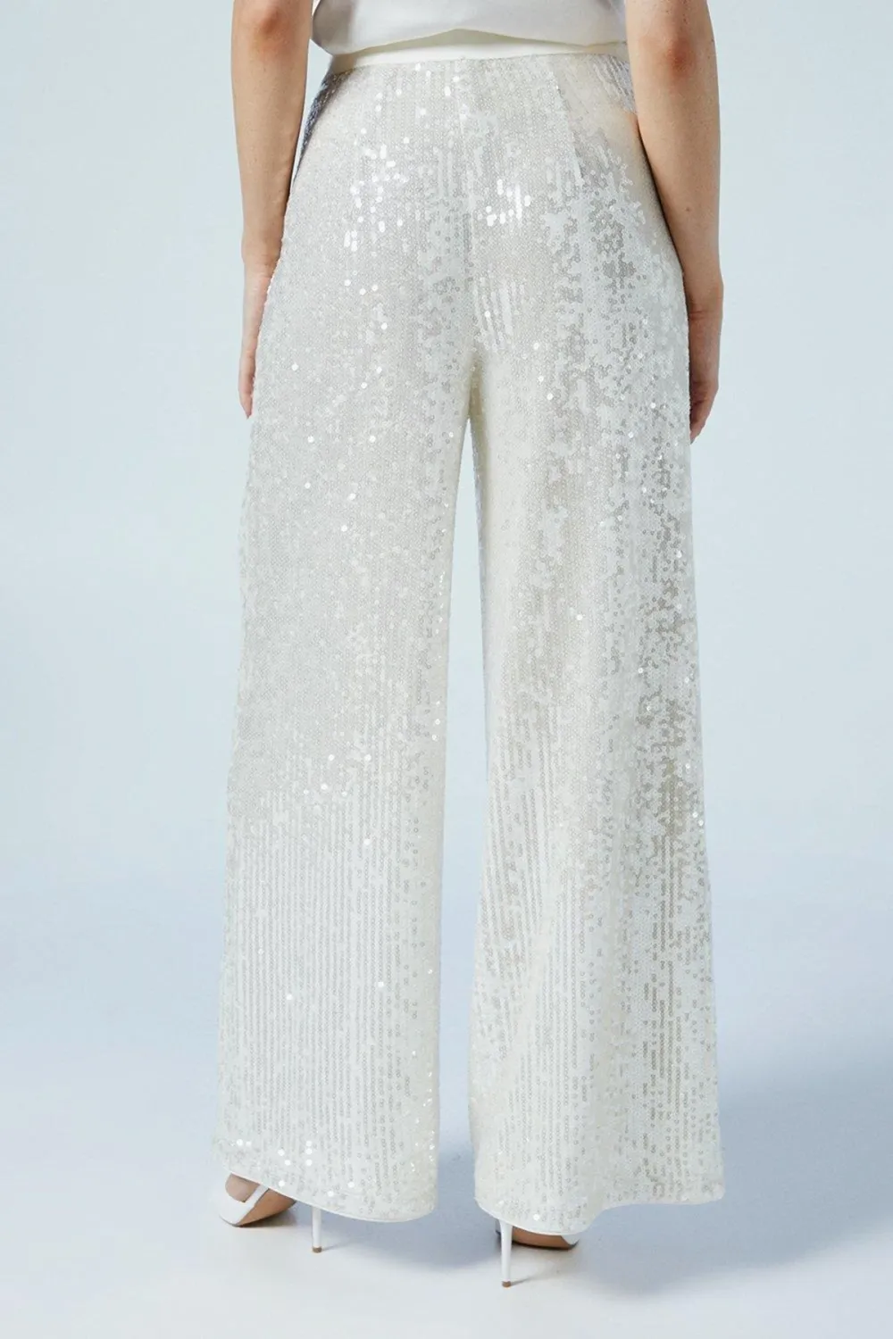 Clear Sequin Wide Leg Trouser