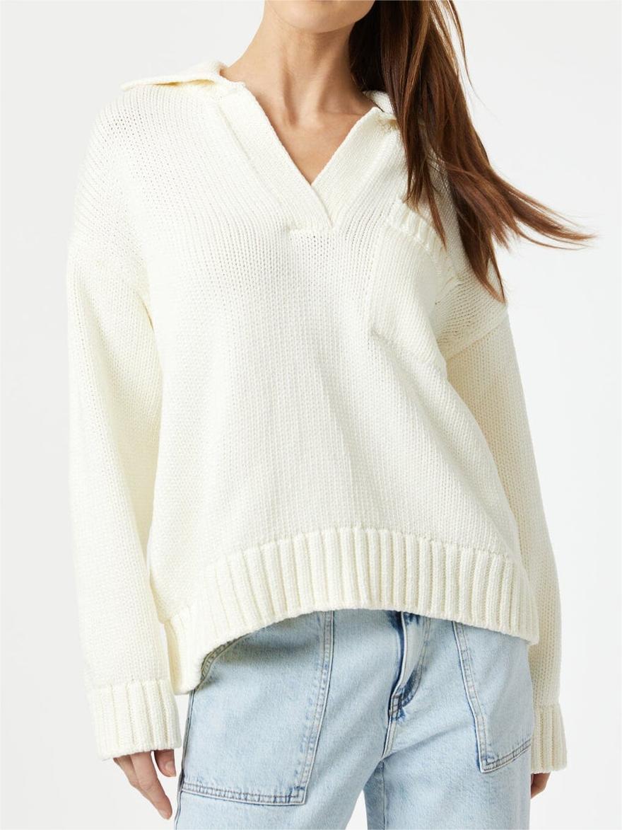 Casual White Polo Sweater