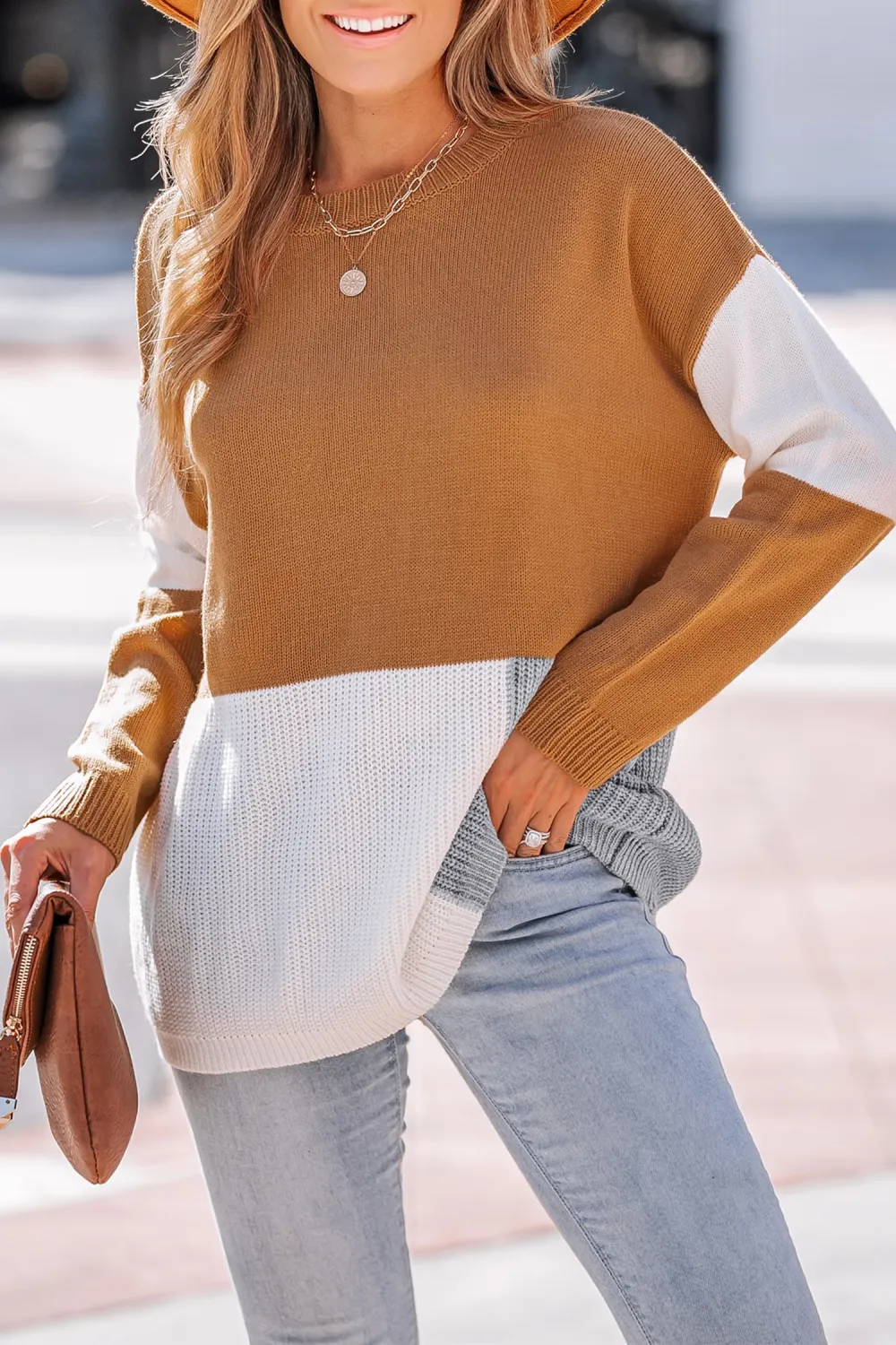 Colorblock Rib-Knit Sweater