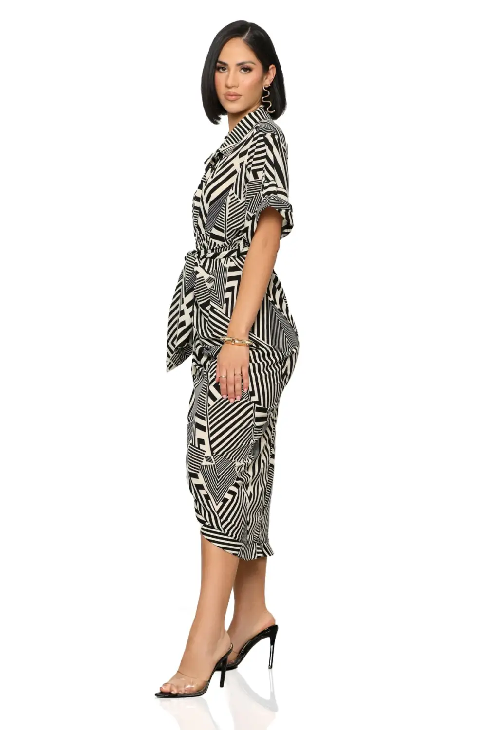 Get Ziggy Midi Dress (Black & White)