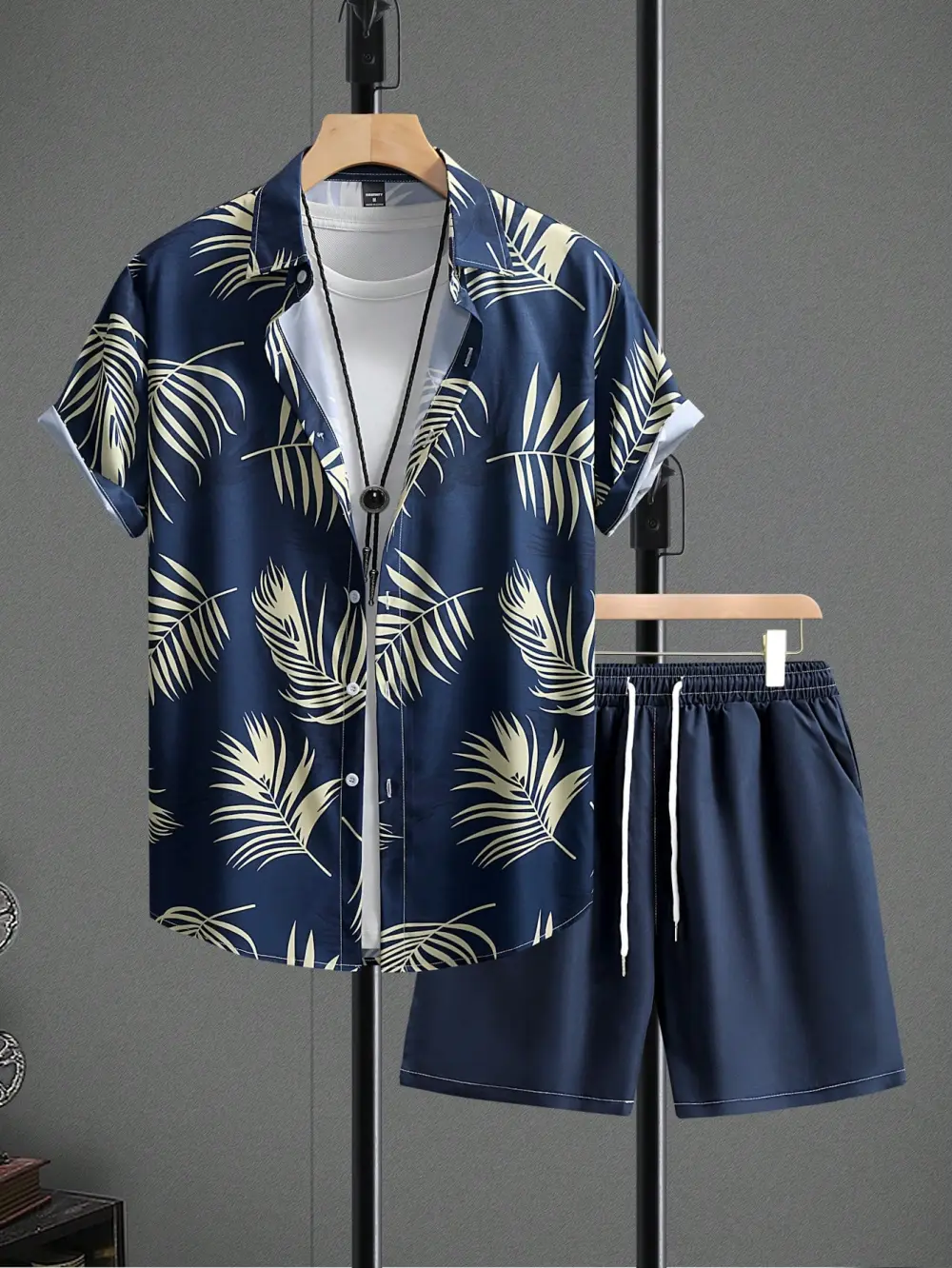 2pcs Men's Floral Print Shirt And  Pocket Shorts Set Men Summer Outfits