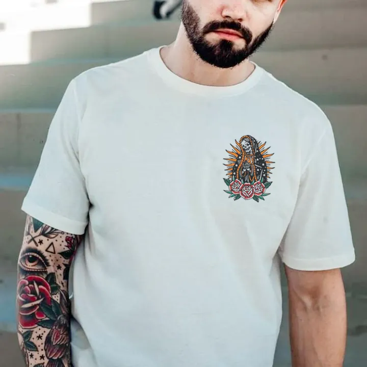 Vintage Skull Floral Men's Fashion T-shirt