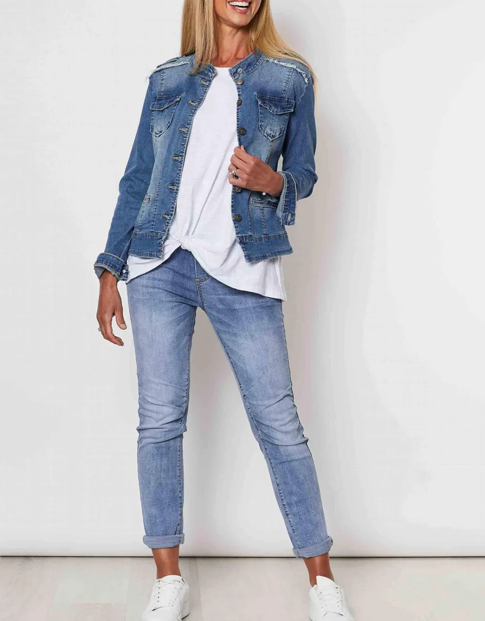 Military Denim Jacket - Denim