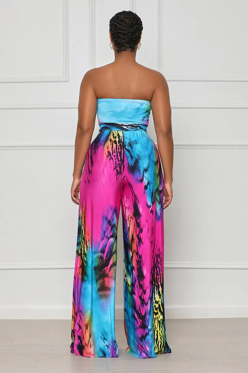 Bright & Bold Wide Leg Jumpsuit (Blue Multi)