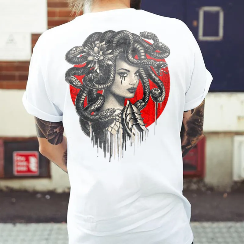 Medusa print men casual loose tees designer