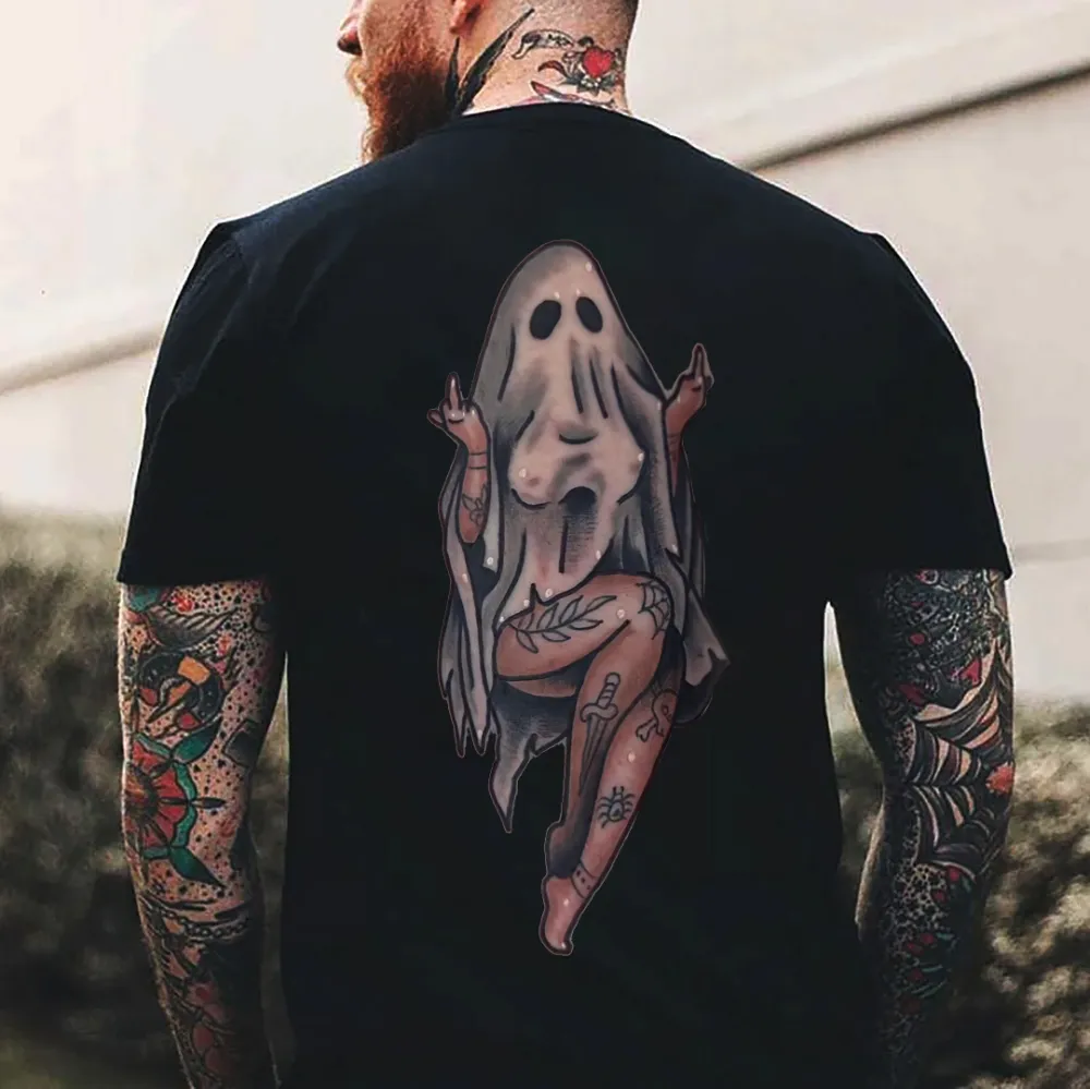 Naughty Sexy Naked Lady Ghost Print Men's T-shirt