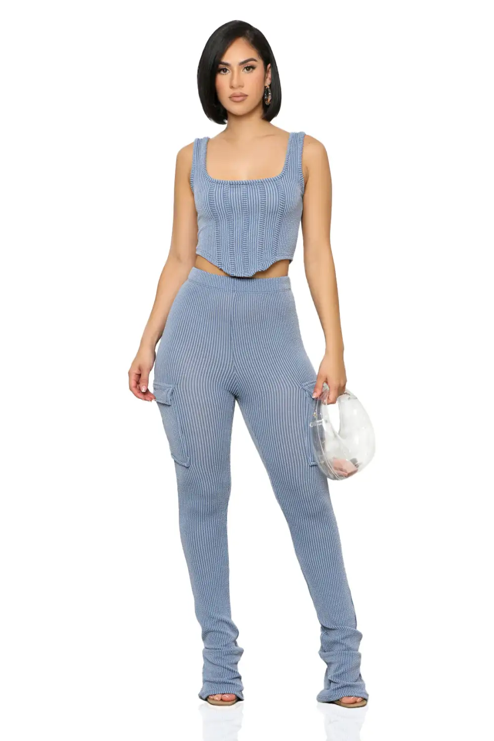 The One Ribbed Set (Blue)- FINAL SALE