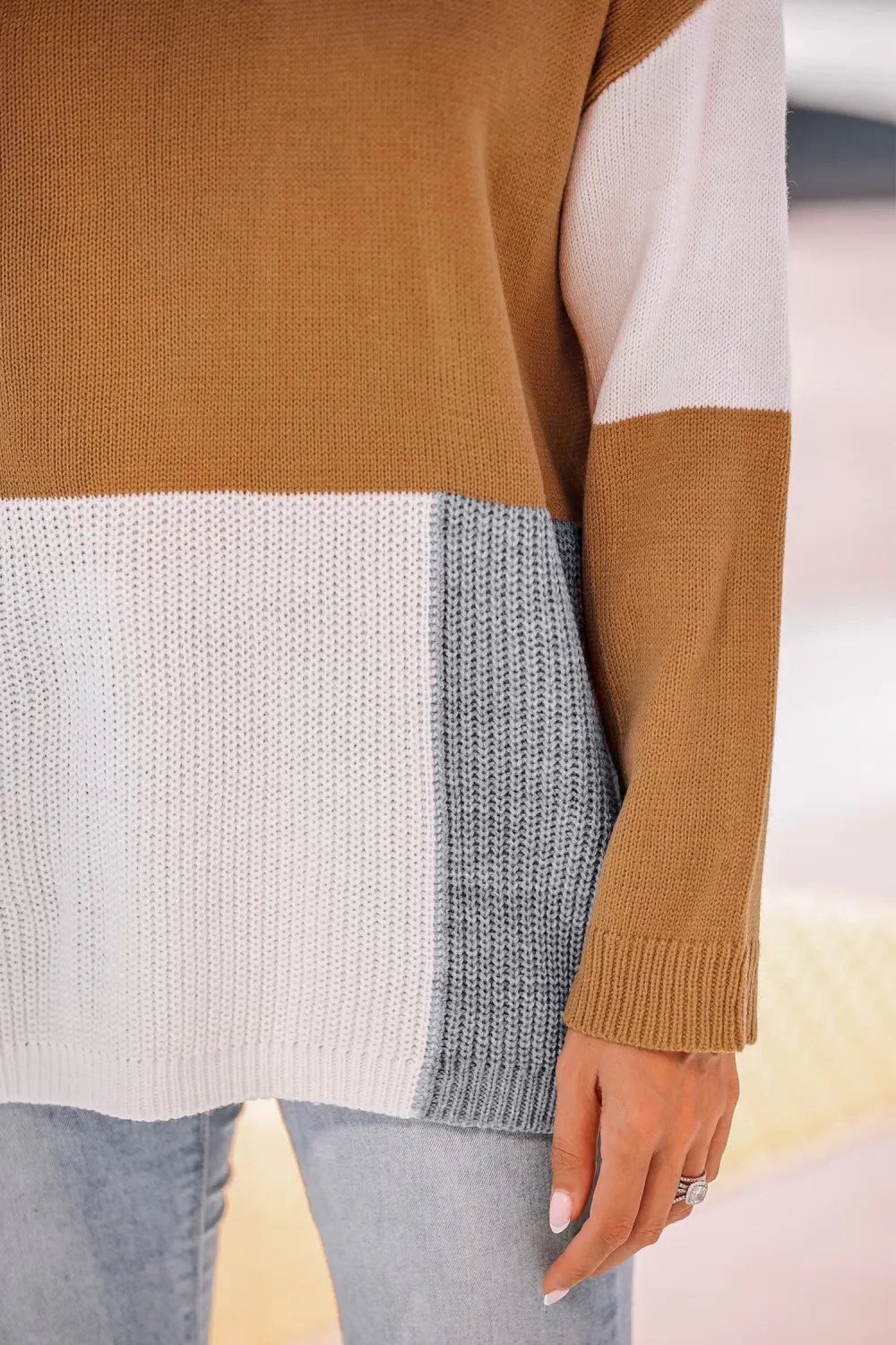 Colorblock Rib-Knit Sweater