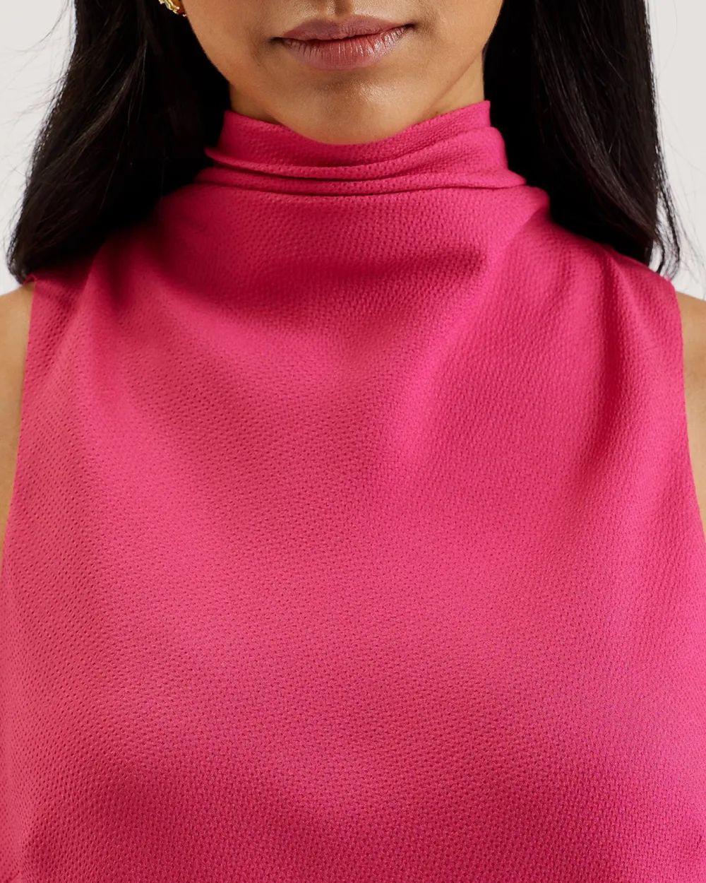 Anini Cowl Neck Sleeveless Top Fuchsia