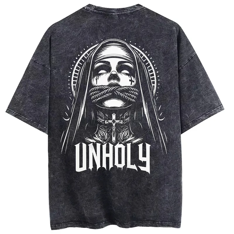 Unholy Nun Printed Oversize Washed T-Shirt