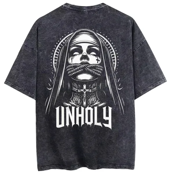 Unholy Nun Printed Oversize Washed T-Shirt