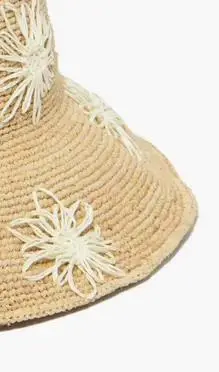 Embroidered Raffia Bucket Hat