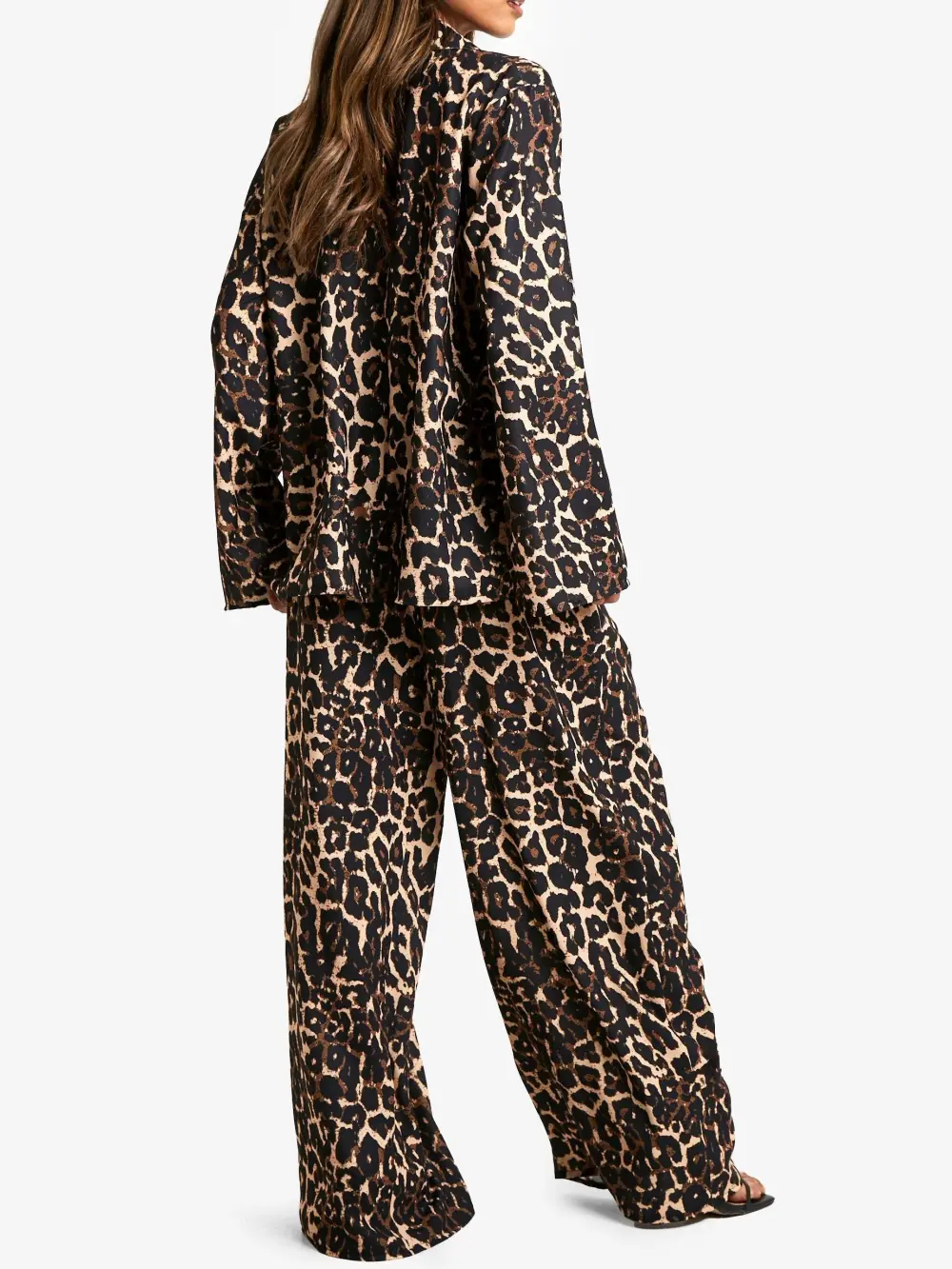 RELAXED WOVEN LEOPARD SHIRT & DRAWSTRING WIDE LEG TROUSER