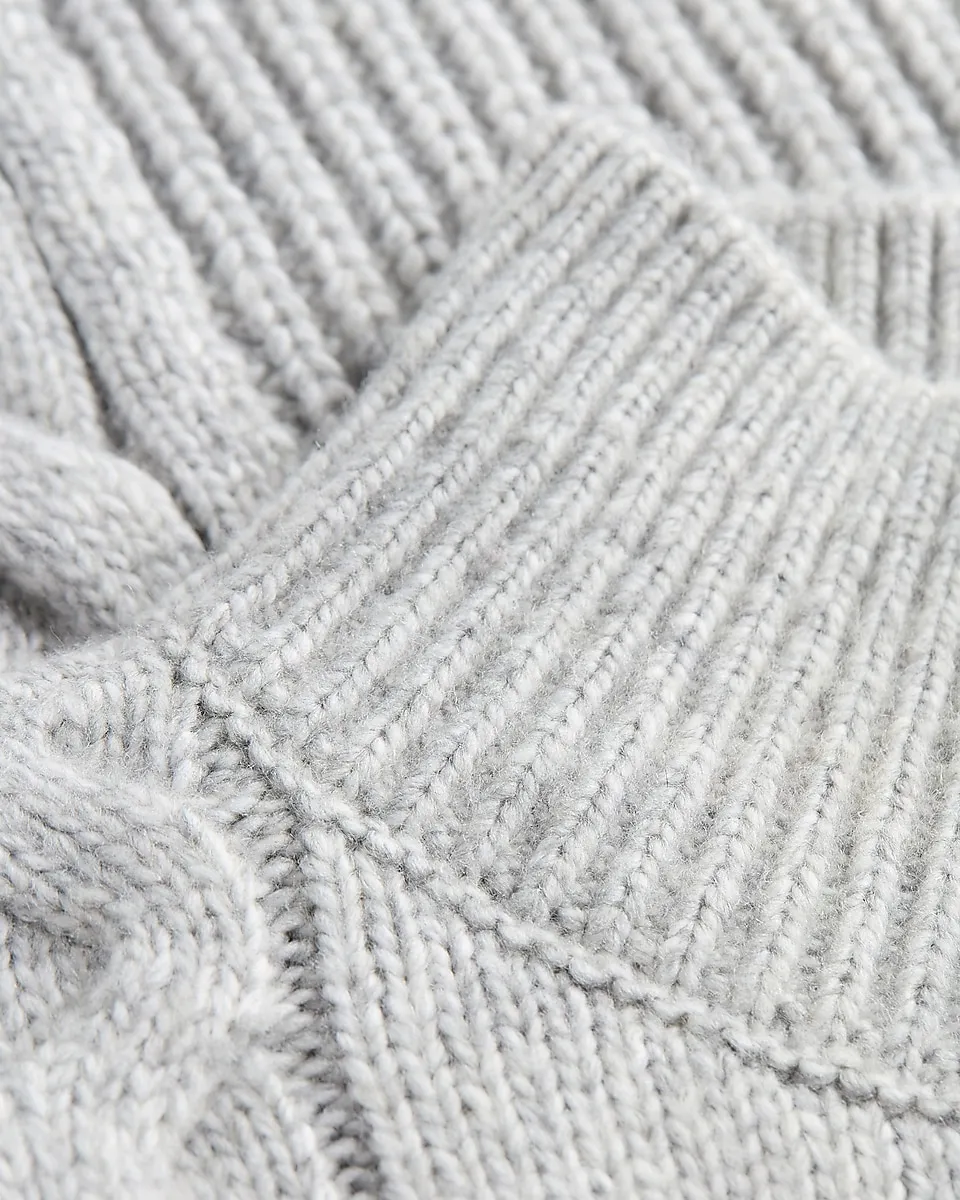 Relaxed Mock Neck Cable Knit Sweater