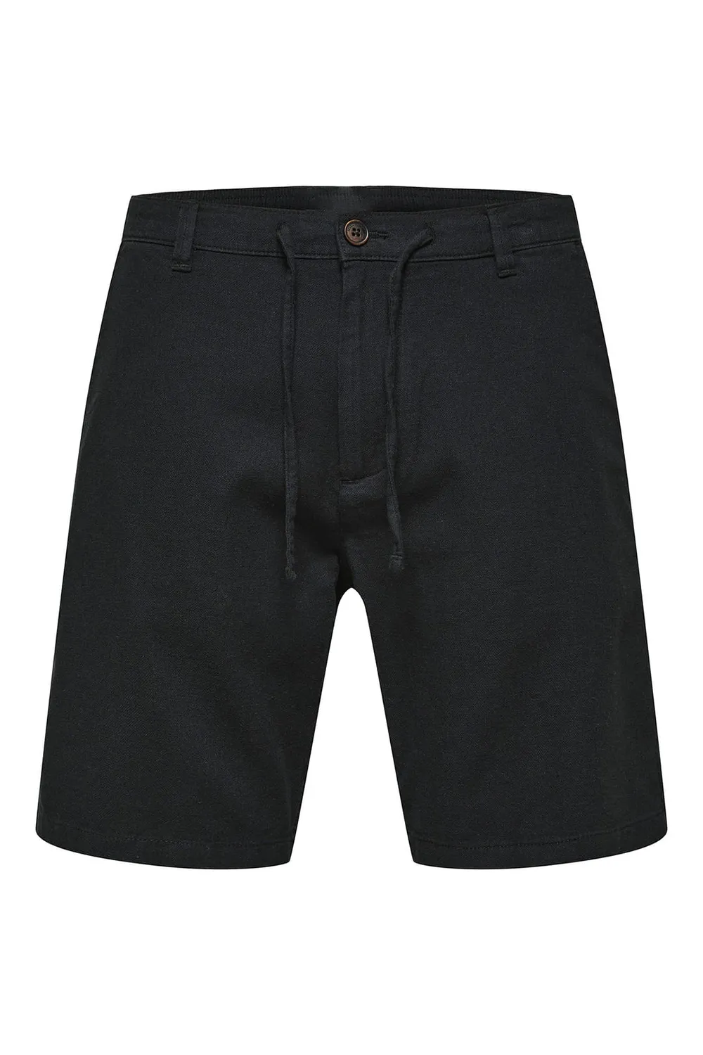 Black Mid Rise Linen Shorts