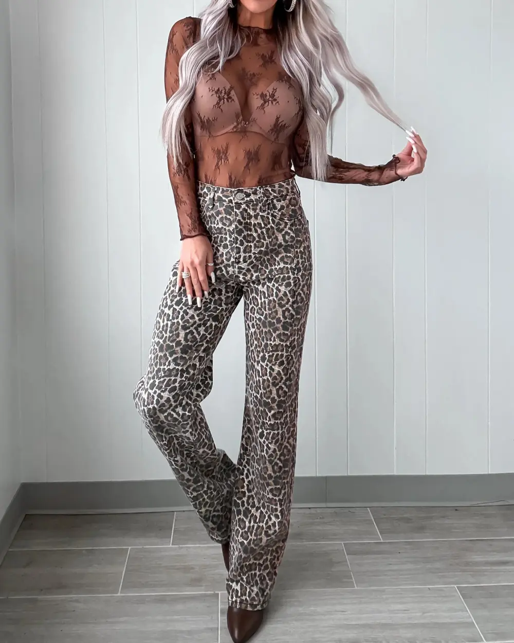 Savanna Front Seam Jeans - Leopard