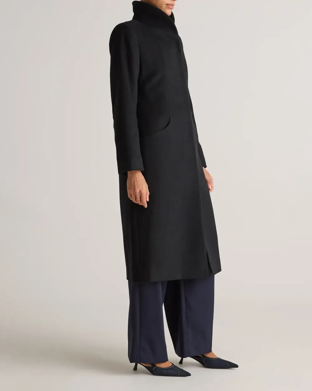 Stylish Shawl Collar Wool Long Cocoon Coat