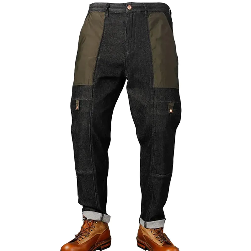Men's Vintage Patchwork Color Block Jeans