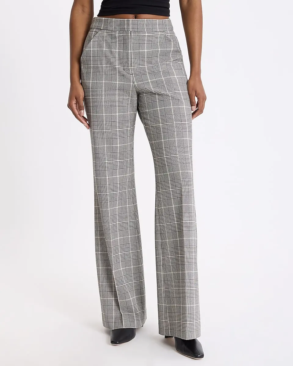 Editor Plaid High Waisted Trouser Flare Pant