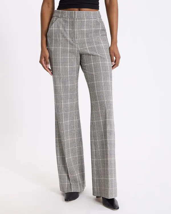 Editor Plaid High Waisted Trouser Flare Pant