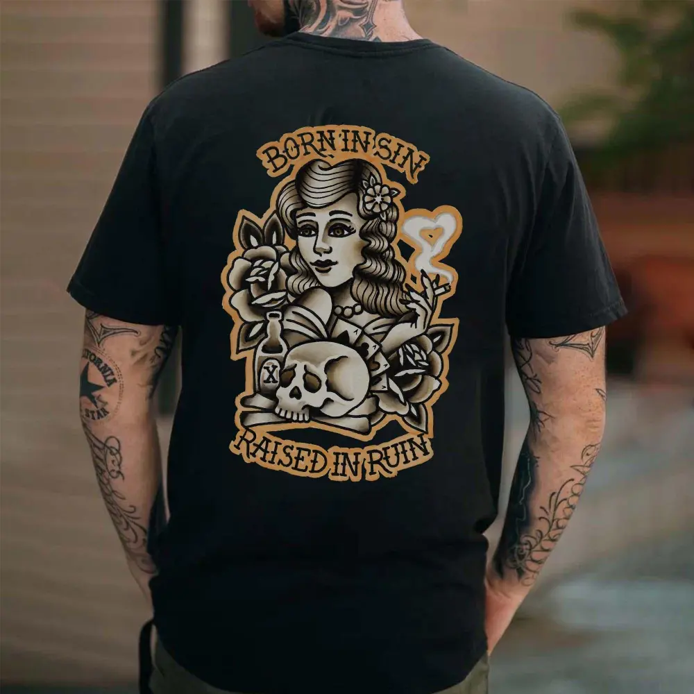 Born In Sin Raised In Ruin Printed Men's T-shirt