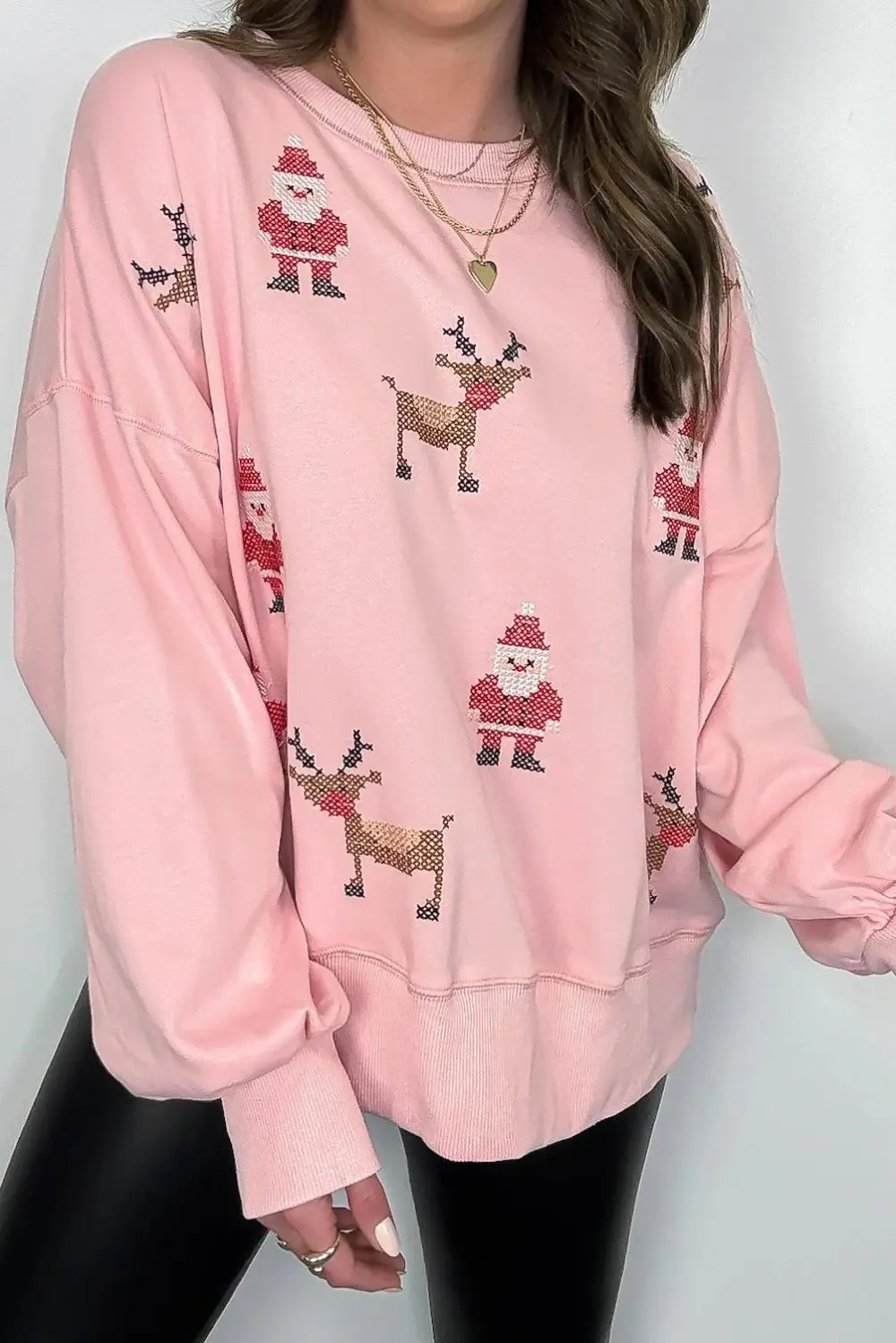 Rudolph and Santa Embroidered Sweater