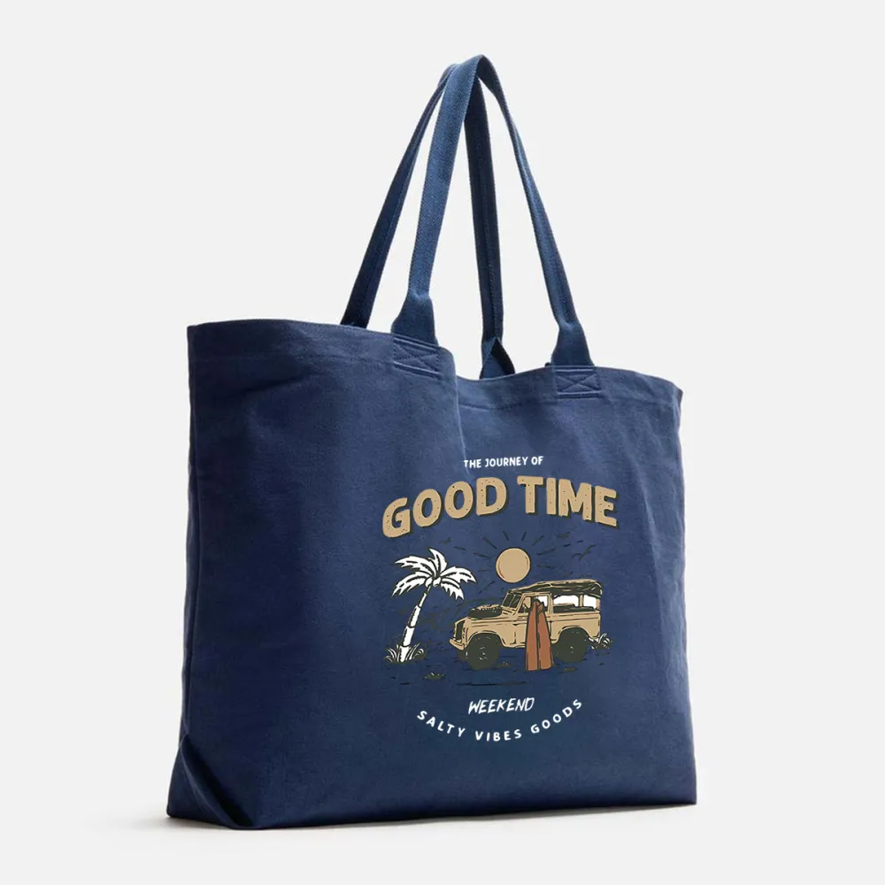 Good Time Weekend Salty Vibes Goods Printed Canvas Bag
