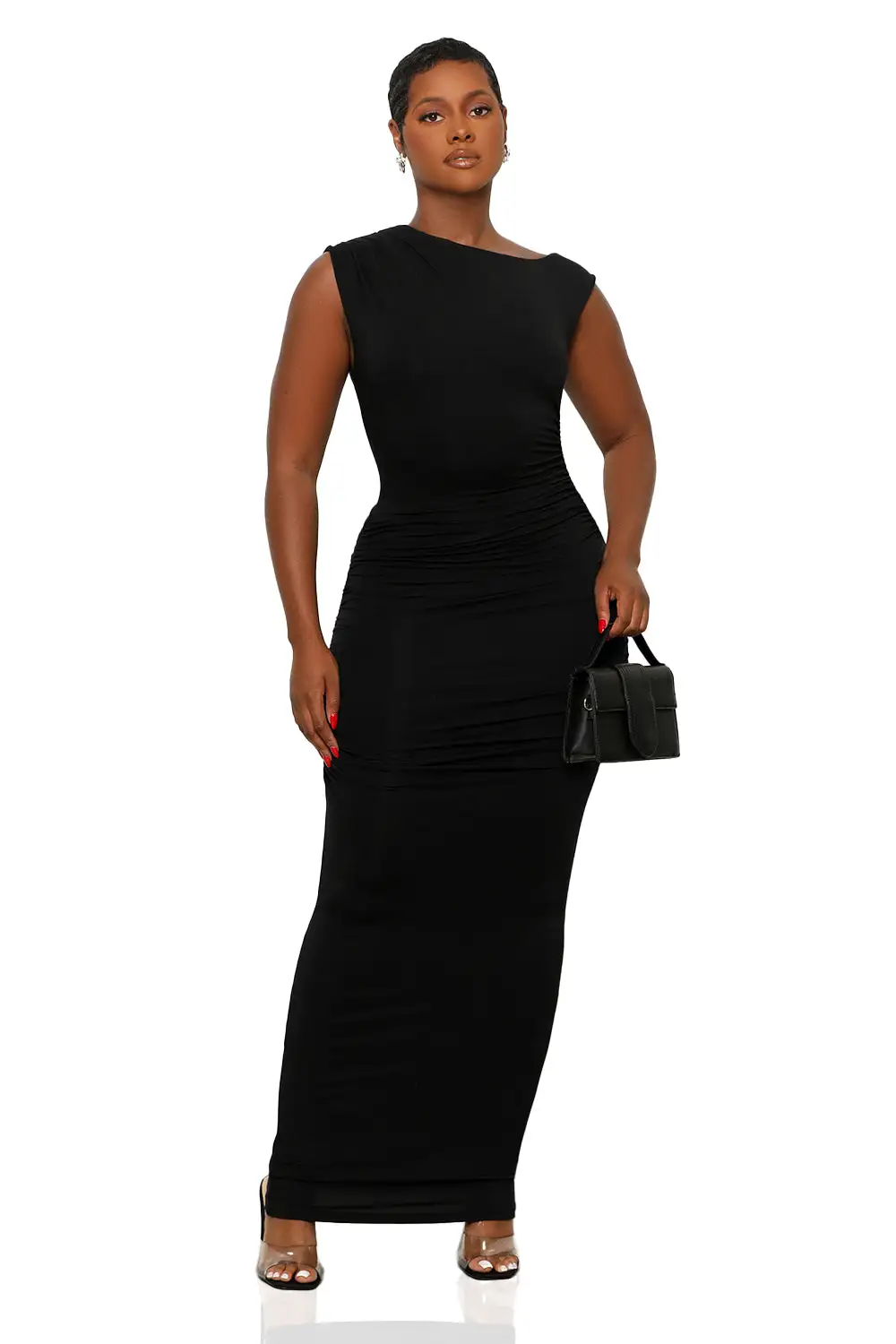 That Girl Ruched Maxi Dress (Black)