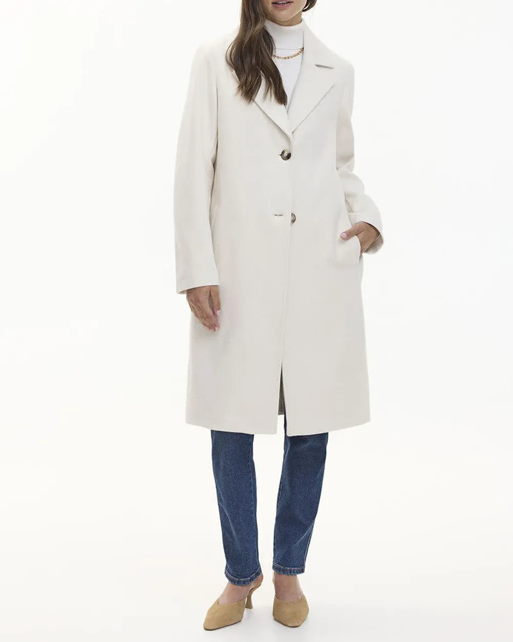 Long Coat with Two-Button Closure