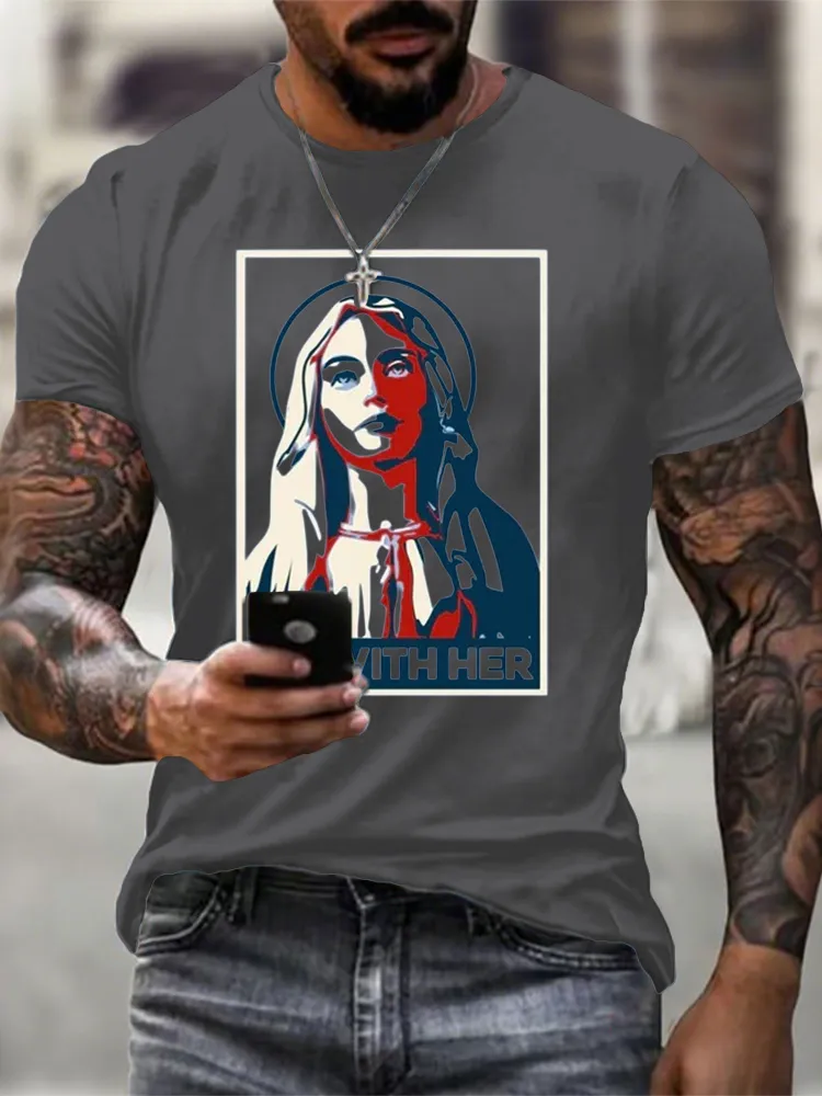 Men'S T-Shirt I'M With Her - Virgin Mary Adult T-Shirt Apostolic Gifts T-Shirt