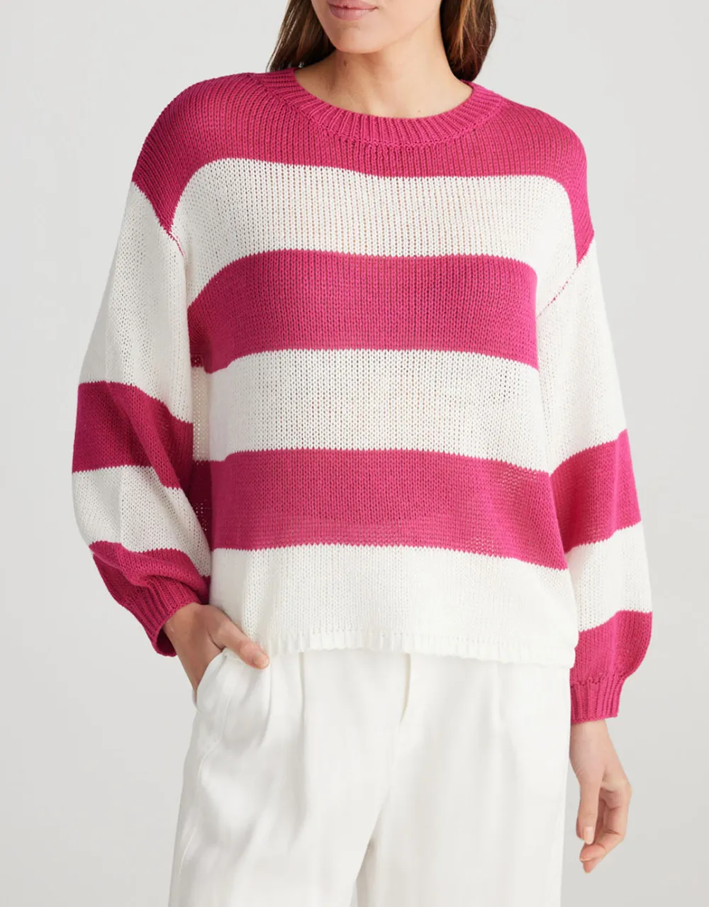 Driftwood Knit - Pink/White