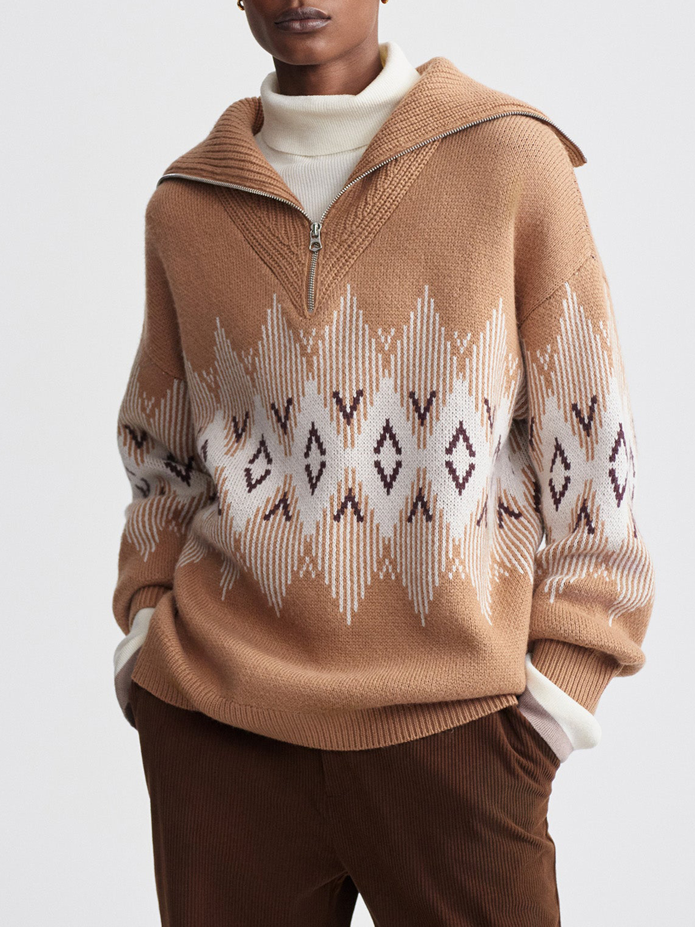 Heidi Jacquard Half-Zip Sweater