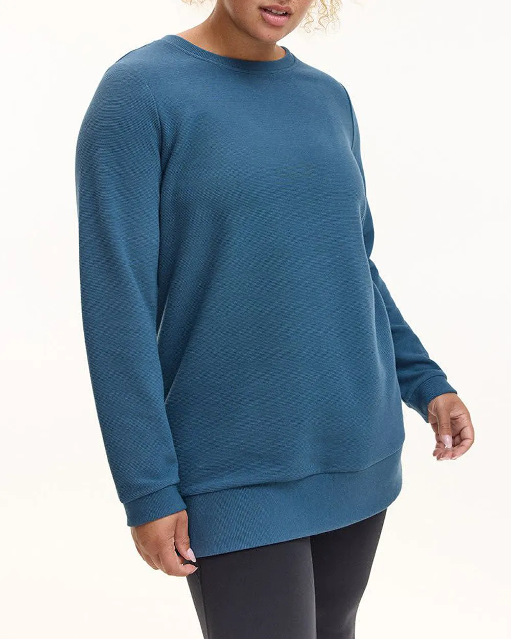 Long-Sleeve Crew-Neck Ottoman-Knit Tunic