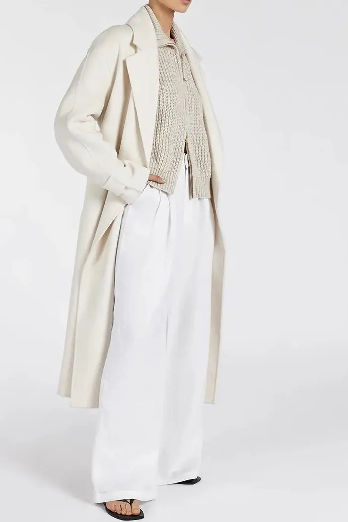 MILES CREAM WOOL WRAP COAT